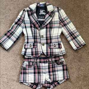 Burberry women Plaid Blazer and Shorts Set